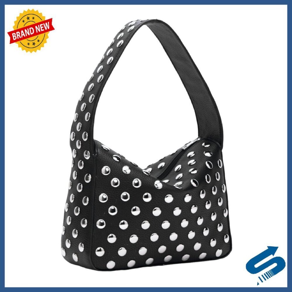 Small Vegan Leather Shoulder Bag Y2K Punk Style 28x20x10cm